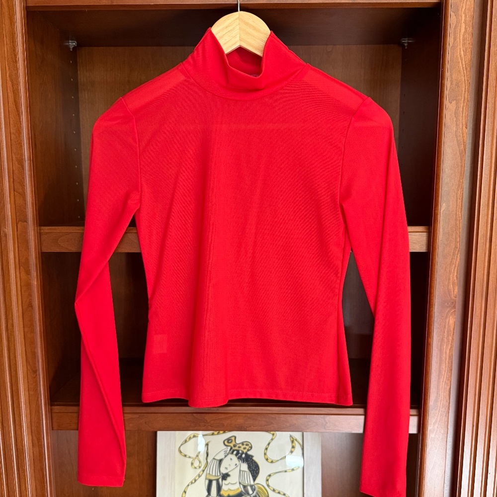 Staud Mesh Mock Neck Long Sleeve